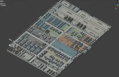 Blender 中的工厂布局模型